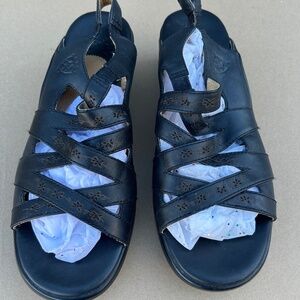 Ariat Black Leather Flower Embroidered Slingback Sandals Size 10 B Style 96901